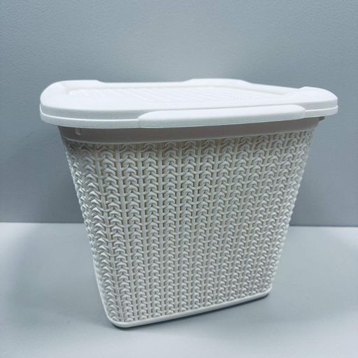 Кошик пластиковий з кришкою Ucsan Plastik М-071 30,5x32x25 см 15 л Бежевий (2119117)