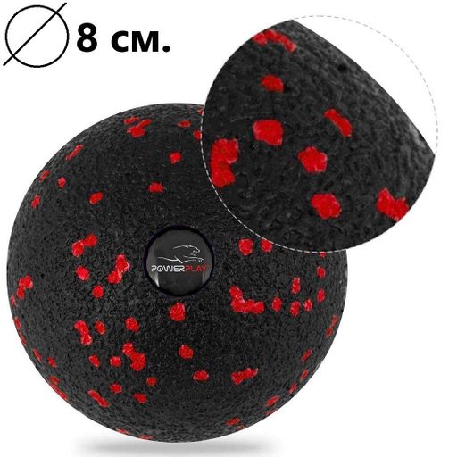 Масажний м'яч PowerPlay PP-4350 Epp Massage Ball 8 см Чорно-червоний (2119310)