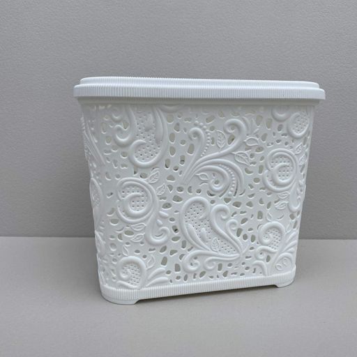 Кошик пластиковий з кришкою Ажур 3,5 л 20,5х15,5х17,3 см Полимербыт ПБ-673/115-3,5 (2119700)