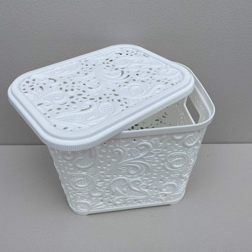 Кошик пластиковий з кришкою Ажур 3,5 л 20,5х15,5х17,3 см Полимербыт ПБ-673/115-3,5 (2119700)