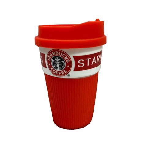 Стакан керамічний із силіконовою кришкою UKC 360 мл Starbucks 9702 червоний з білим (2119732)