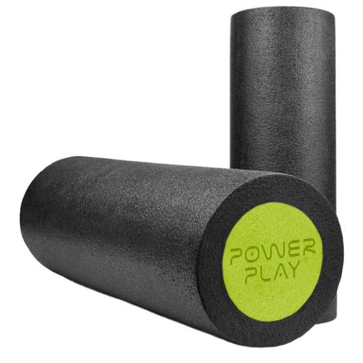Масажний роллер гладкий PowerPlay 4021 Fitness Roller 30x15 см Чорно-зелений (2119786)