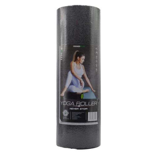 Масажний роллер гладкий PowerPlay 4021 Fitness Roller 30x15 см Чорно-зелений (2119786)