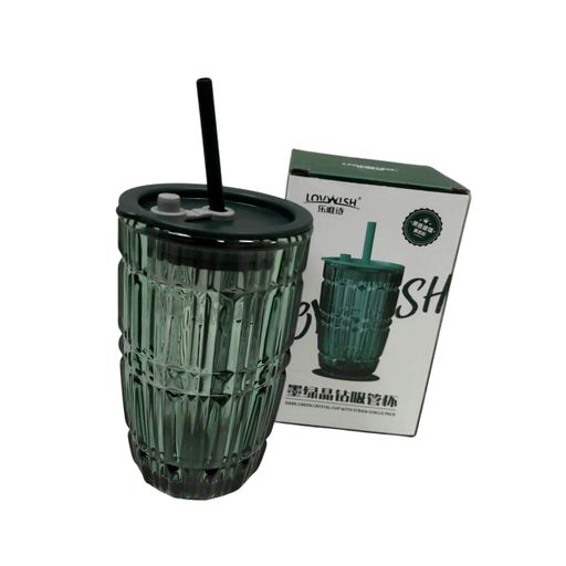 Склянка з кришкою LOVWISH MLJZ/L 8551 Лінії 400 мл Темно-зелений (2119953)