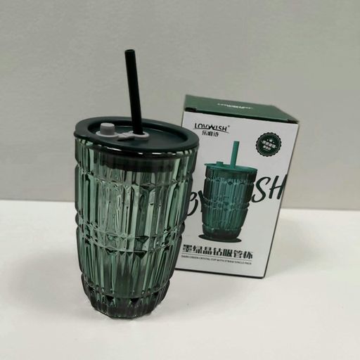 Склянка з кришкою LOVWISH MLJZ/L 8551 Лінії 400 мл Темно-зелений (2119953)