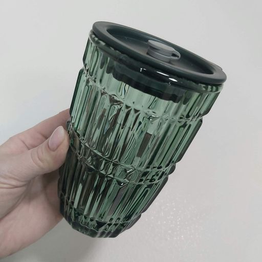 Склянка з кришкою LOVWISH MLJZ/L 8551 Лінії 400 мл Темно-зелений (2119953)