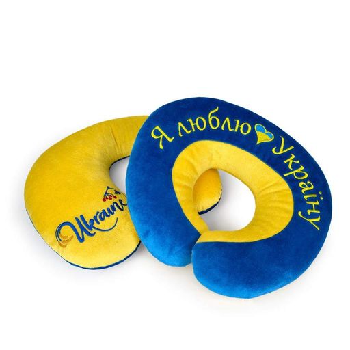 Подушка підголовник WP Merchandise Я люблю Україну 29x37x7 см Синьо-жовтий (2120063)