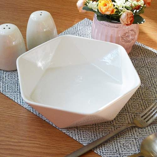 Салатник порцеляновий Stenson MC3560-9 Ромб 23x20,5x6 см White (2120549)