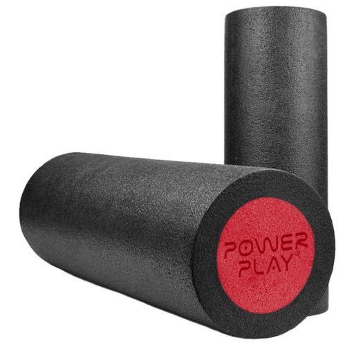 Масажний роллер гладкий PowerPlay 4021 Fitness Roller 45x15 см Чорно-червоний (2120607)