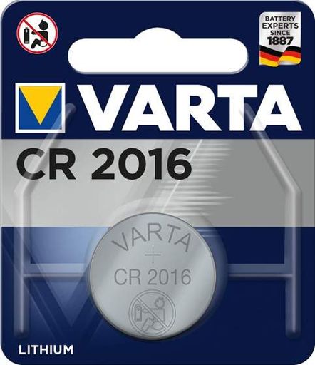 Дискова батарейка VARTA CR2016 3V 75mAh літієва (20×1.6 мм), 1 шт – для брелоків, пультів і годинників (2121116)