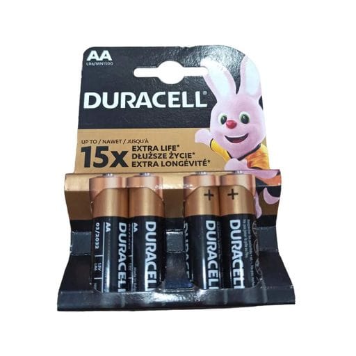 Батарейки Duracell AA LR6/MN1500 Alkaline 1.5V 4шт (D14.5×H50.5мм) — лужні елементи живлення для пультів, іграшок, ліхтарів, годин (2121358)