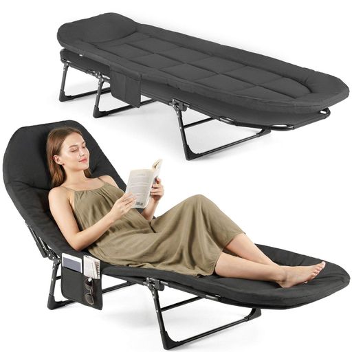 Шезлонг-кровать туристический Outtec Sun Zen раскладной мягкий с матрасом черный (2122784)