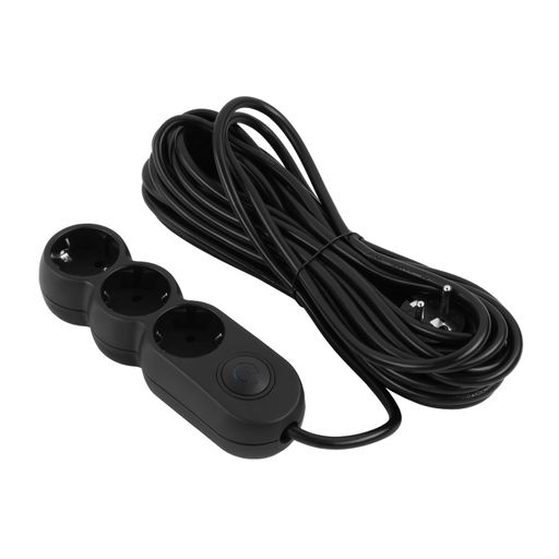 Подовжувач мережевий Plus 10м, 3xТипF, 10A, чорний 2E osv0002156 (2122859)