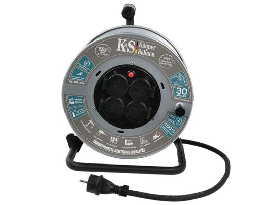 Удлинитель сетевой CRM-30M, 30м, 4xТипF, 16A, на катушке, черный Konner&Sohnen osv0002186 (2122886)
