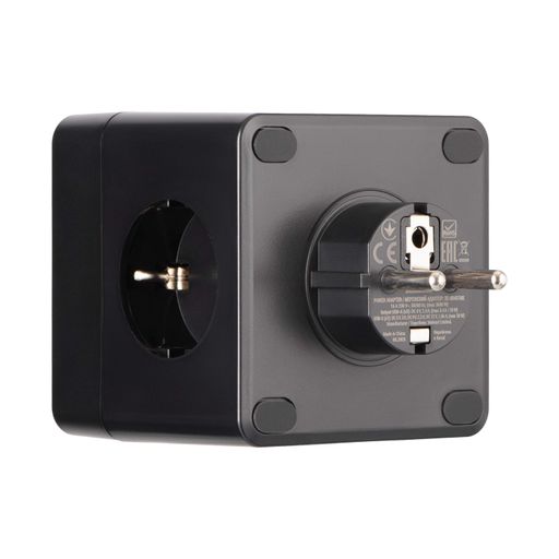 Адаптер мережевий 3xТипF, 16A, 2xUSB-A, 1x USB-C фільтр, чорний 2E osv0002164 (2122980)