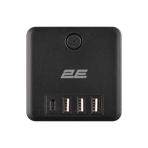 Адаптер мережевий 3xТипF, 16A, 2xUSB-A, 1x USB-C фільтр, чорний 2E osv0002164 (2122980)
