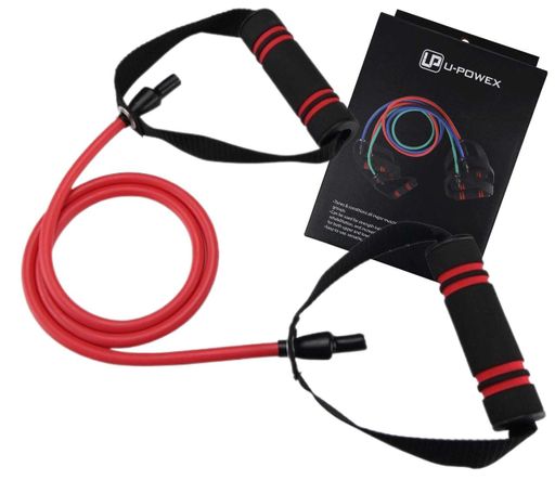 Трубчастий еспандер для фітнесу з ручками U-powex Latex resistance tube 30LB Red 13.5 кг (2123998)