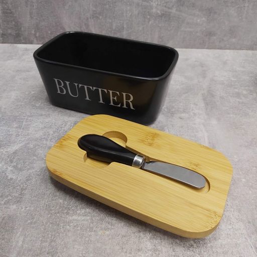 Маслянка керамічна з ножем матова "Butter" A-Plus 0480 (2124141)