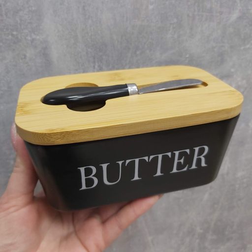 Маслянка керамічна з ножем матова "Butter" A-Plus 0480 (2124141)