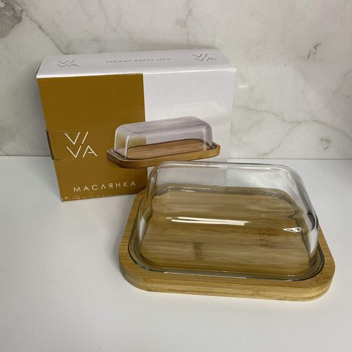 Масляна скляна на бамбуковій підставці 18,5*14*7 см Viva Bamboo LB-640 (2124152)