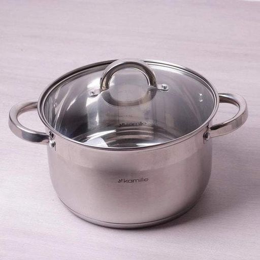 Каструля із нержавіючої сталі 5,1л зі скляною кришкою Kamille Classic KM-5622S (2124707)