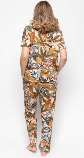 Піжама жіноча Cyberjammies Savannah 9665-9666 12/M Зелений з тропічним принтом (5051877444645) (2124801)