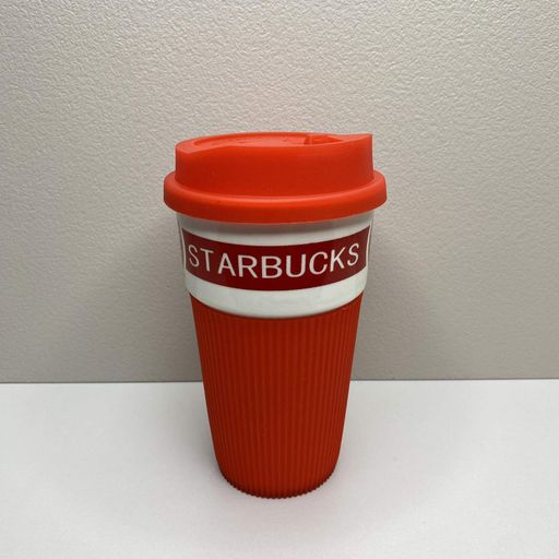 Стакан керамічний із силіконовою кришкою UKC 400 мл Starbucks 9703 червоний з білим (2125342)