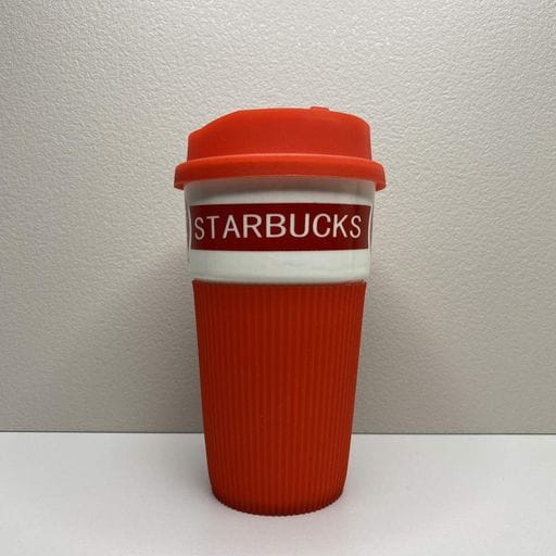 Стакан керамічний із силіконовою кришкою UKC 400 мл Starbucks 9703 червоний з білим (2125342)