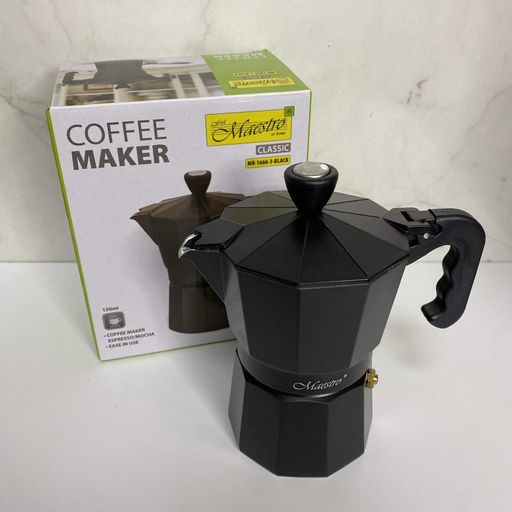 Гейзерна кавоварка алюмінієва 150 мл Maestro MR-1666-300-2 Black (2125547)