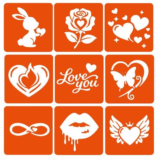 Набор хны с трафаретами для био-тату №8 henna-set-08, 9 трафаретов Fresh Tattoo (2126018)
