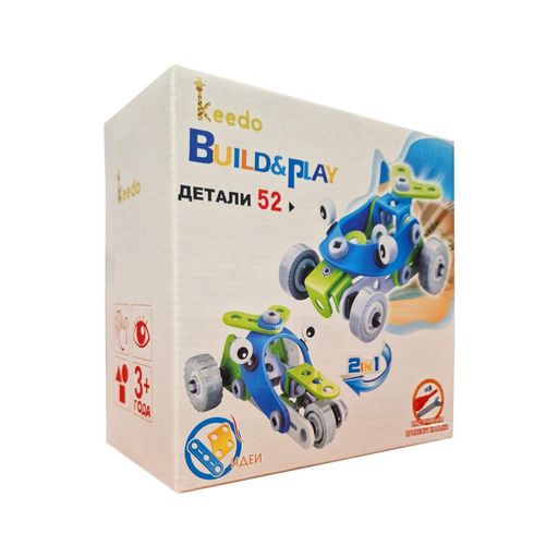 Конструктор Build&Play 2 в 1 "Гоночні машини" HANYE J-7726, 52 елементи HANYE (2127668)