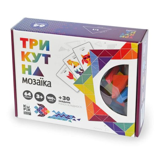 Дерев'яна гра "Трикутна мозаїка" Kupik 900194, 64 деталі Kupik (2127682)