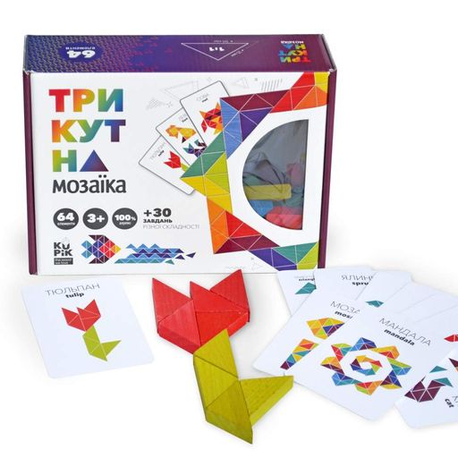 Дерев'яна гра "Трикутна мозаїка" Kupik 900194, 64 деталі Kupik (2127682)