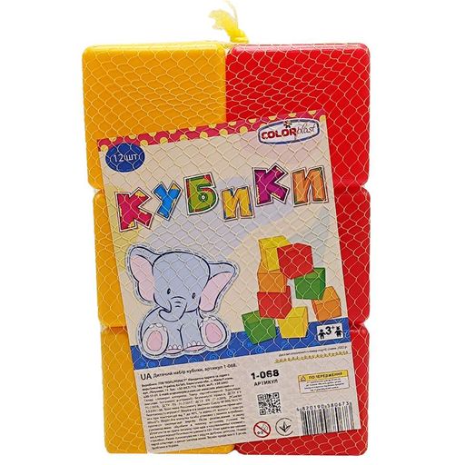 Детские пластиковые кубики 1-068, 12 штук, 4 цвета Colorplast (2128228)