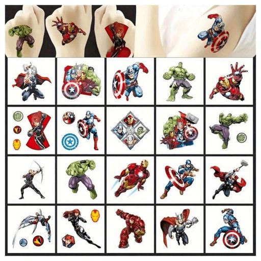 Набір тимчасових татуювань "Супергерої міні" superheroes-20-01 розмір 5х5 см Fresh Tattoo (2129190)