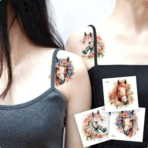 Набор временных татуировок "Лошади" Horses-20-01 размер 6х6 см Fresh Tattoo (2129193)