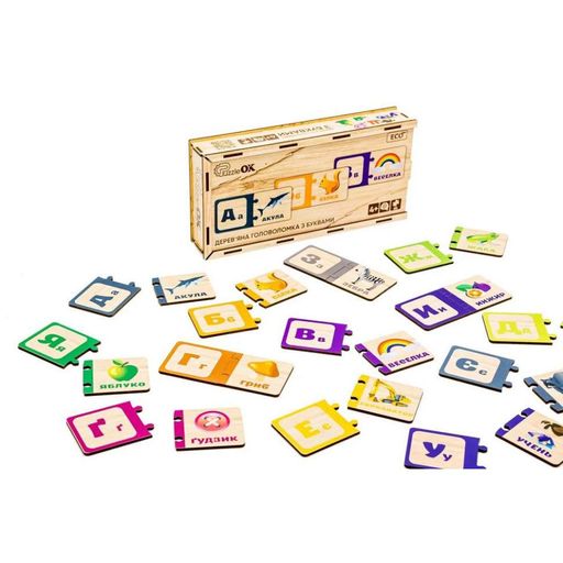 Деревянная детская головоломка с буквами Puz-22335 PuzzleOk (2129279)