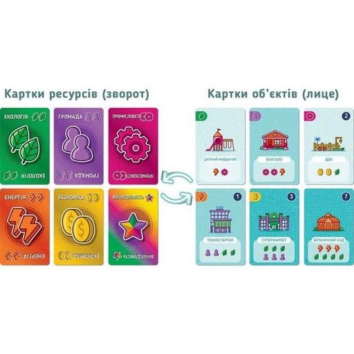 Карточная игра "Карточный город" PCT01UA 160 двусторонних карт ресурсов Games7Days (2129831)