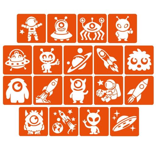 Набір трафаретів для біо-тату "Монстри та ракети #2" monsters-and-rockets-2-5x5-18 Fresh Tattoo (2129882)