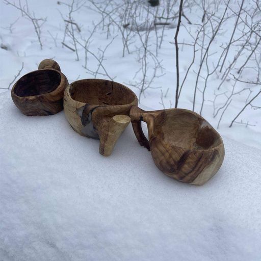 Деревянная кружка (кукса) из грабового капа ручной работы «Живой узор леса» (TA0183_1) (2130926)