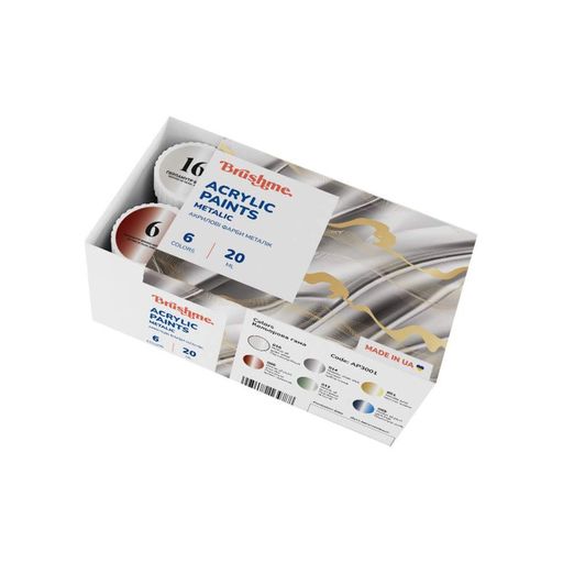 Акрилова фарба металік Набір 3001 Brushme AP3001 6 кольорів Brushme (2131275)