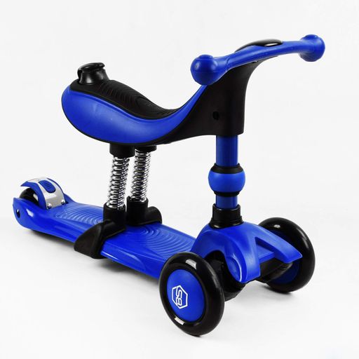 Самокат-велобіг триколісний Best Scooter, колеса PU зі світлом 3 в 1 70 кг Dark blue (105408) (2134016)