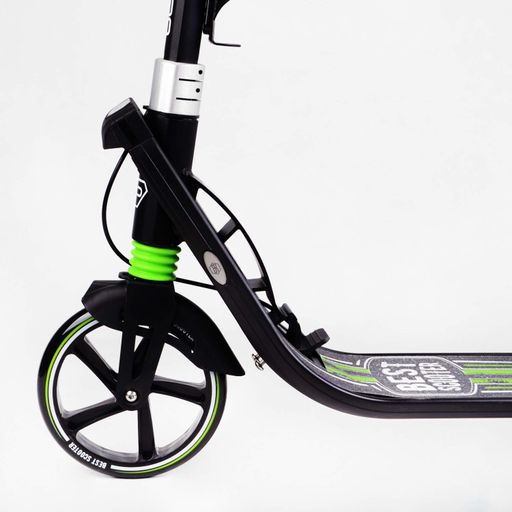 Двоколісний складаний самокат ліхтарик 2 амортизатора Best Scooter 100 кг Black and green (114435) (2134074)