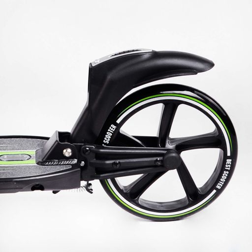 Двоколісний складаний самокат ліхтарик 2 амортизатора Best Scooter 100 кг Black and green (114435) (2134074)