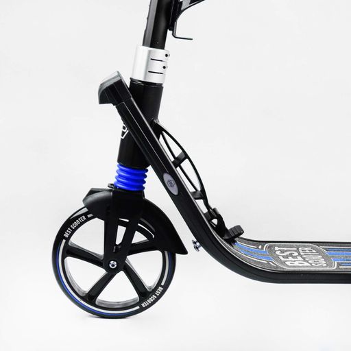 Двоколісний складаний самокат ліхтарик 2 амортизатора Best Scooter 100 кг Black and blue (114436) (2134082)