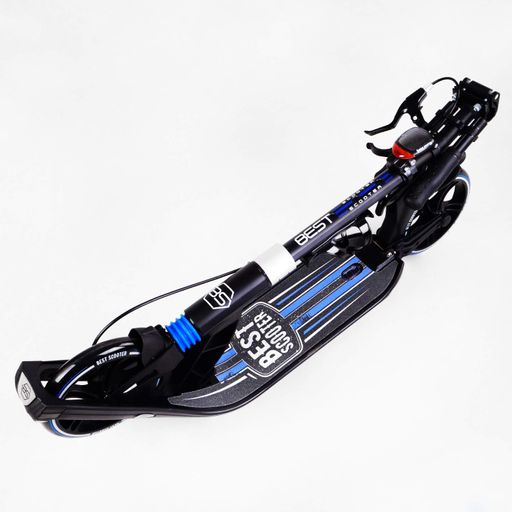 Двоколісний складаний самокат ліхтарик 2 амортизатора Best Scooter 100 кг Black and blue (114436) (2134082)