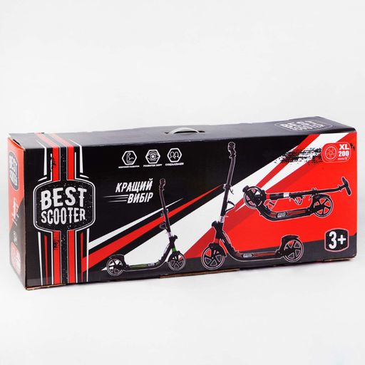 Двоколісний складаний самокат ліхтарик 2 амортизатора Best Scooter 100 кг Black and blue (114436) (2134082)