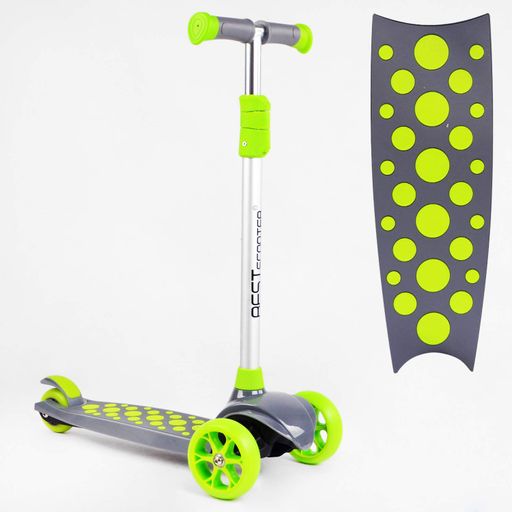 Самокат триколісне світло деки та коліс знімне кермо Best Scooter MAXI 60 кг Green and grey (114441) (2134089)
