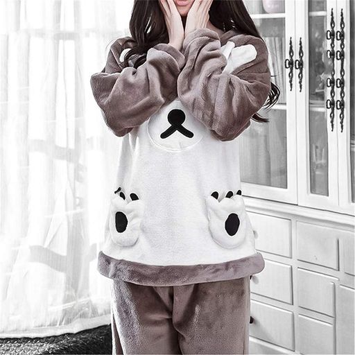 Жіноча піжама Lesko Bear White 2XL Коричнево-білий (10436-54903) (2134124)
