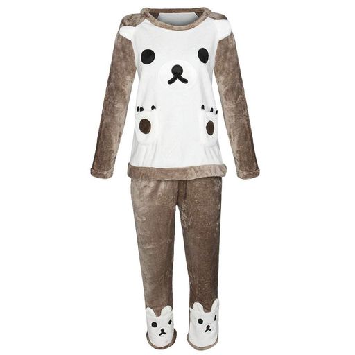 Жіноча піжама Lesko Bear White 2XL Коричнево-білий (10436-54903) (2134124)